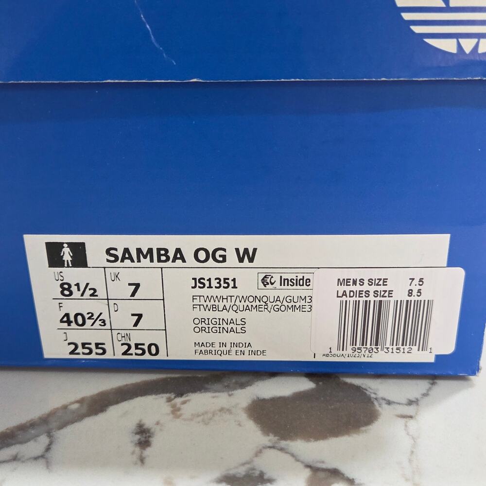Adidas Samba OG W Off White Sandy Pink Size 8.5 JS1351 Casual Sneakers - Picture 8 of 8